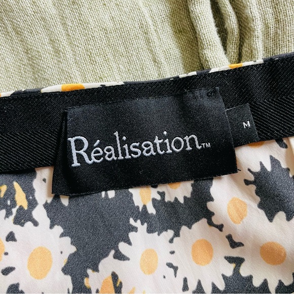 Realisation Par MEDIUM Naomi 100% silk high rise black daisy floral midi skirt - Picture 6 of 7